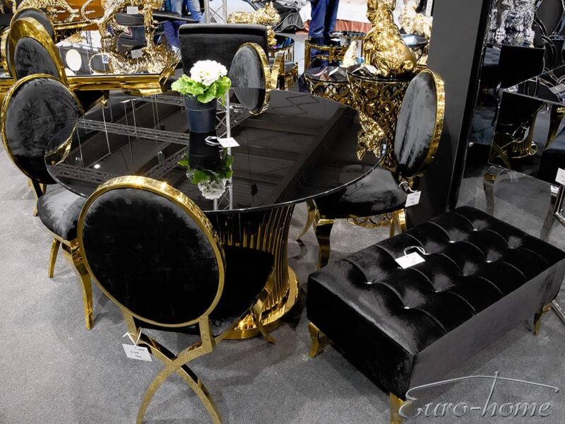 EUH - Puff 008 fekete, kristályokkal díszített