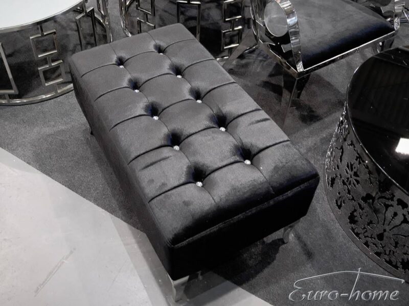 EUH - Puff 008 fekete, kristályokkal díszített