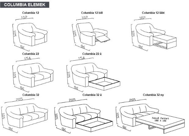 Kárpit Design - Columbia ülőgarnitúra