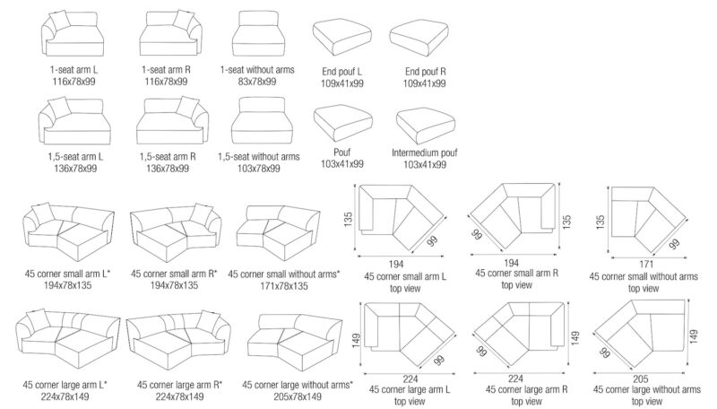 Passe Partout - Saki moduláris ülőgarnitúra