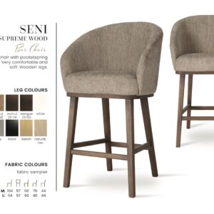 SENI SUPREME WOOD bárszék M | táskarugós bárszék, választható szövet / lábszín