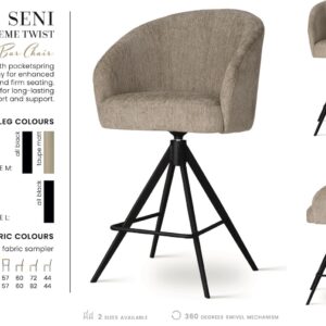 Screenshot SENI SUPREME TWIST bárszék M | táskarugós forgó bárszék, választható szövet / fekete lábbal