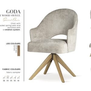 GODA SUPREME WOOD étkezőszék | táskarugós forgó étkezőszék, választható szövet / natúr tölgy lábbal