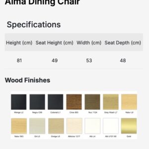 ALMA szék I tömörfa I választható szövet / lábszín