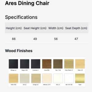 ARES szék I tömörfa / választható szövet / lábszín