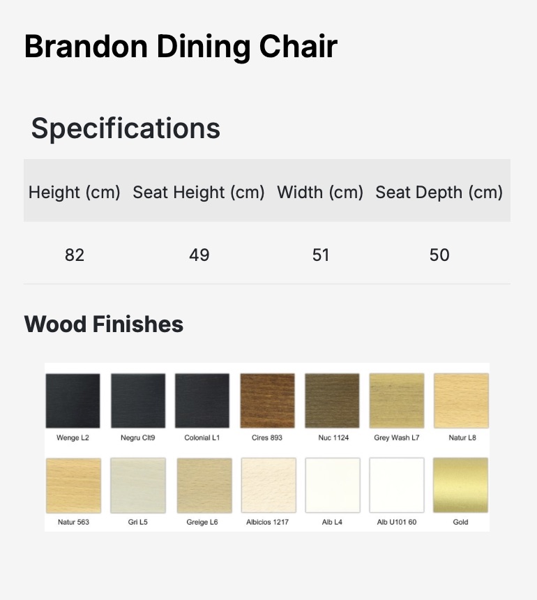 BRANDON szék I tömörfa I választható szövet / lábszín