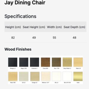 JAY szék I tömörfa I választható szövet / lábszín