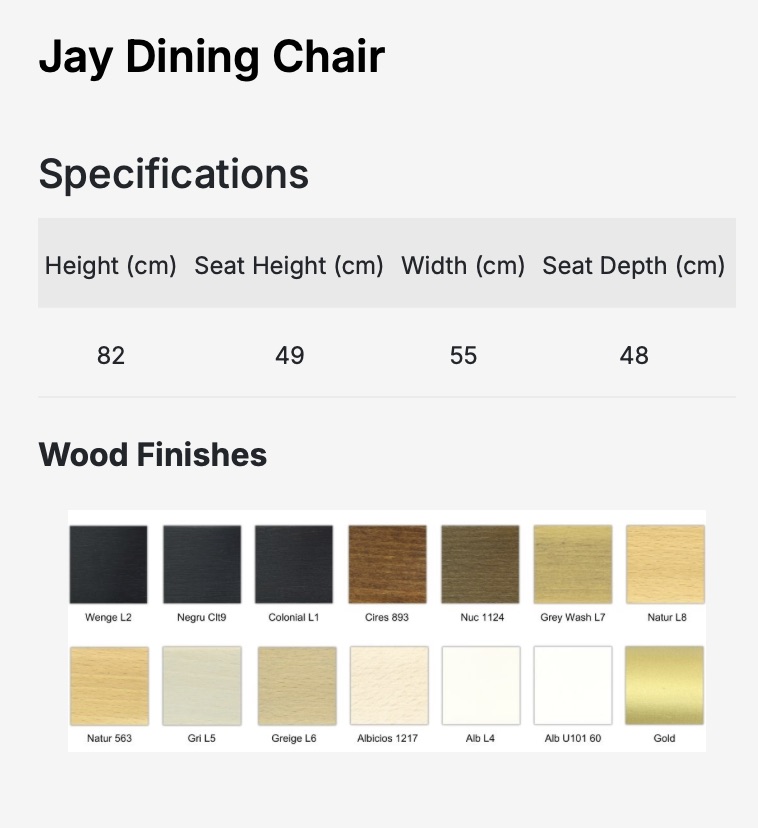 JAY szék I tömörfa I választható szövet / lábszín