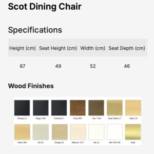 SCOT szék I tömörfa I választható szövet / lábszín