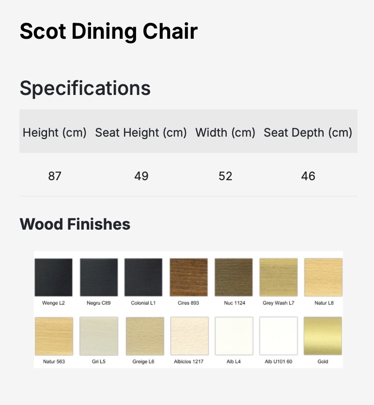 SCOT szék I tömörfa I választható szövet / lábszín