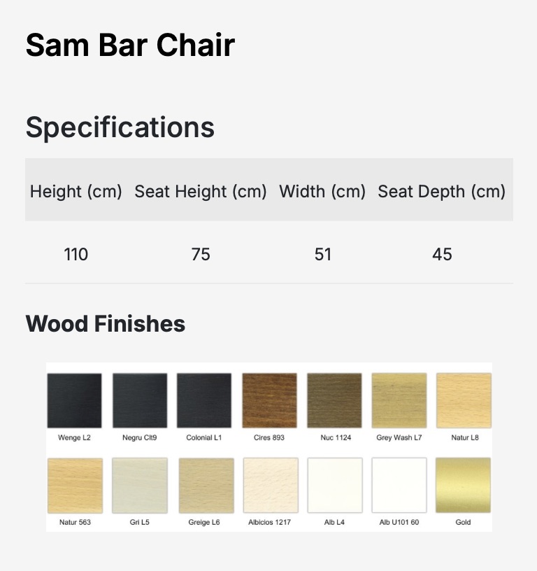 SAM bárszék I tömörfa I választható szövet / lábszín