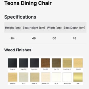 TEONA szék I tömörfa I választható szövet / lábszín